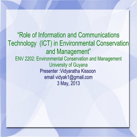 Role of ICTs in Environmental Conservation Management