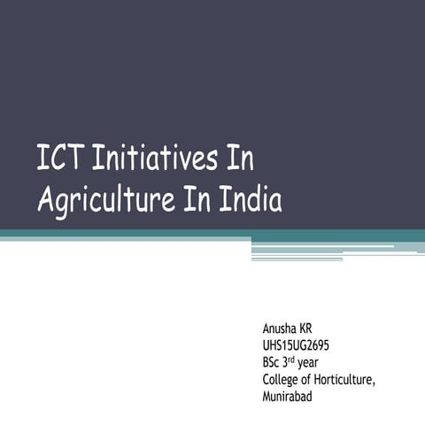 ICT Initiatives in Agriculture
