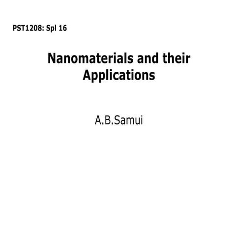 Nanomaterials synthesis and technology 1