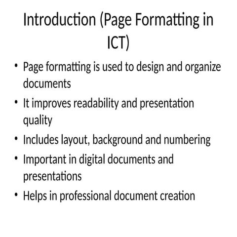 Comprehensive Guide to Page Formatting in ICT for Professional ...