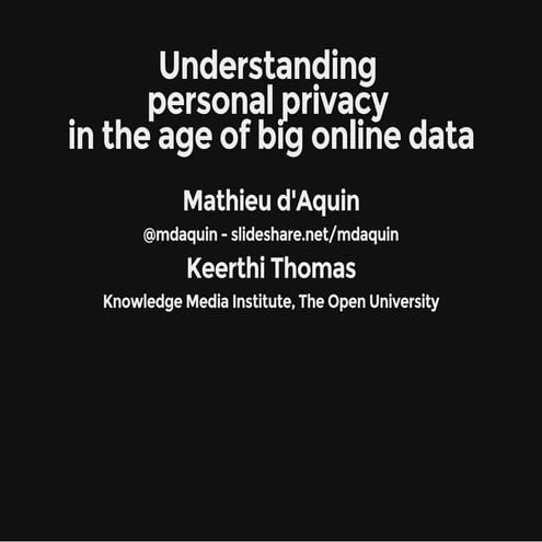Understanding  personal privacy  in the age of big online data