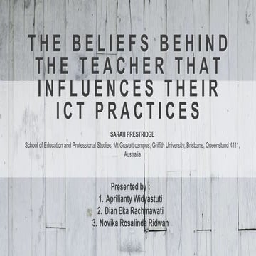 THE BELIEFS BEHIND THE TEACHER THAT INFLUENCES THEIR ICT PRACTICES