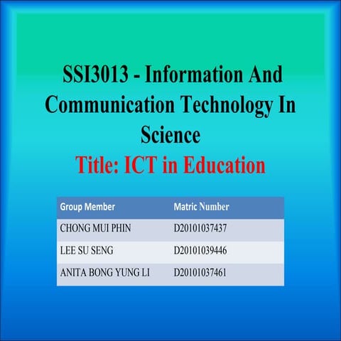 Issues and Challenges in Integrating ICT in Malaysian School | PPTX