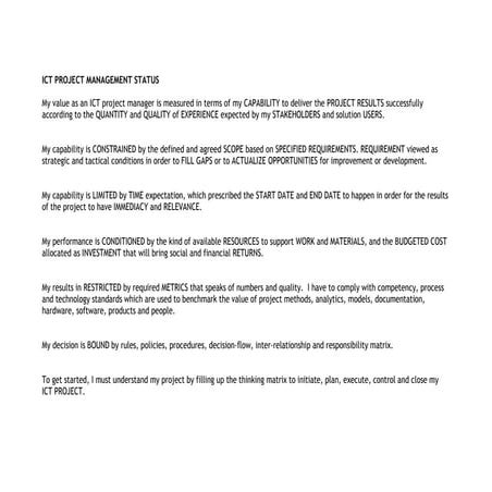 ICT Project Management Status Checklist