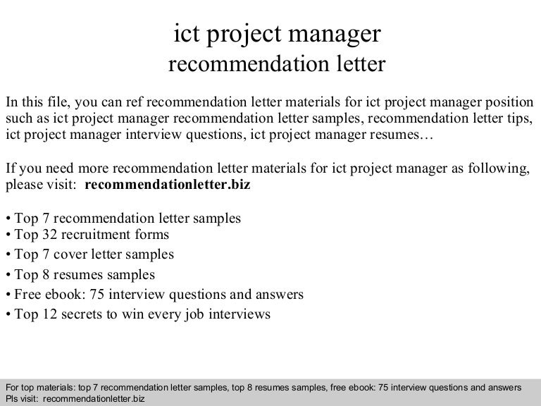 project manager recommendation sample