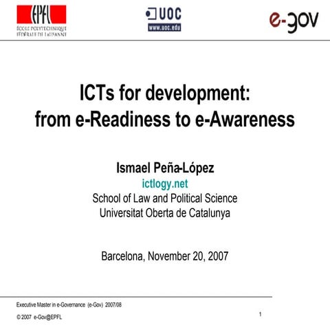 ICTs for development: from e-Readiness to e-Awareness