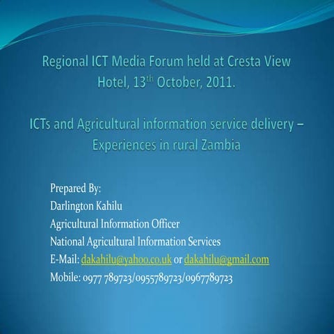 Ic ts and agricultural information service delivery – experiences