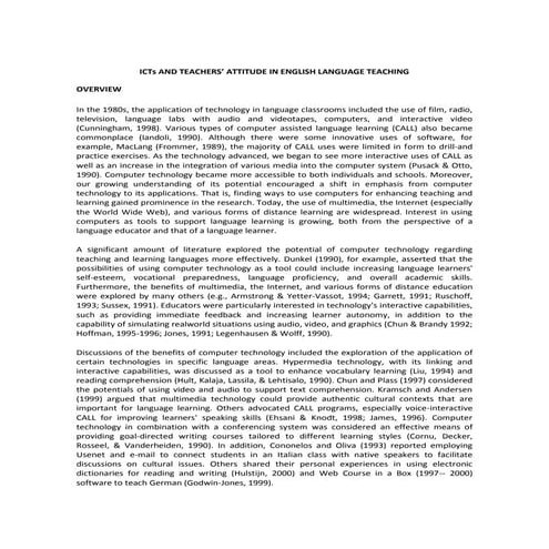 Ic ts and teachers’ attitude in english language teaching