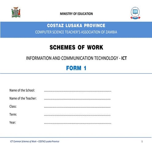ICT Schemes of Work Form 1 COSTAZ Lusaka Province.pdf