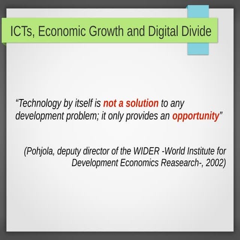 Icts, economic growth and digital divide