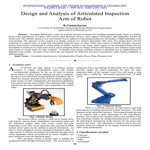 Design and Analysis of Articulated Inspection Arm of Robot