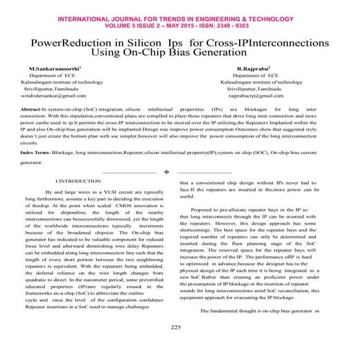 PowerReduction in Silicon Ips for Cross-IPInterconnections Using On-Chip Bias...