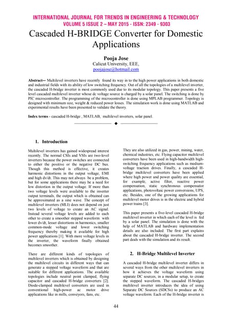 Implementation of Cascaded H-bridge MULTI-LEVEL INVERTER | PDF ...