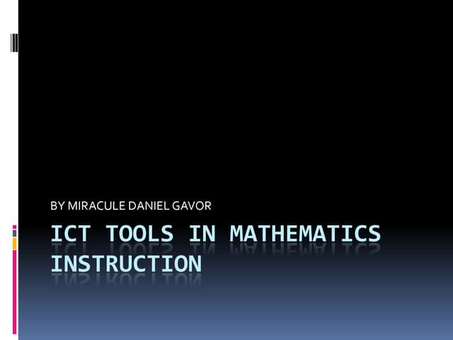 Ict Tools In Mathematics Instruction