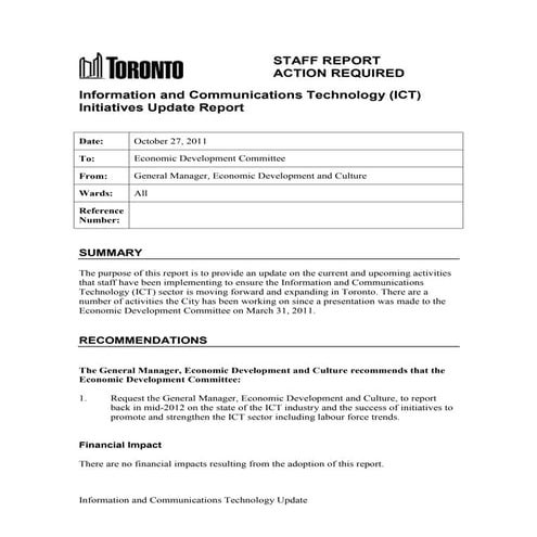 Ict Update Report   October 28, 2011