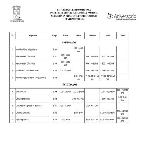Horarios IRT IC 2016