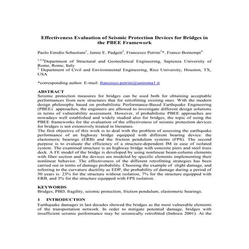 Effectiveness Evaluation of Seismic Protection Devices for Bridges in  the PB...