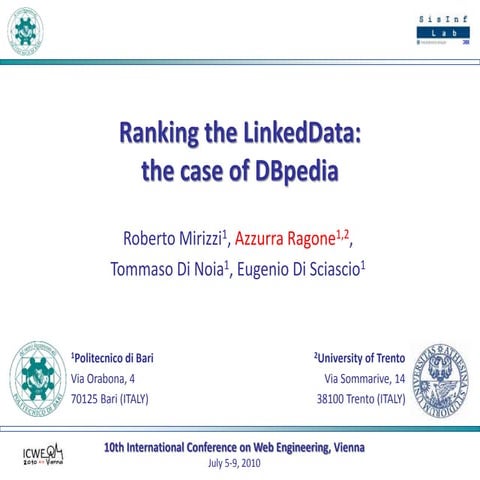 Ranking the Linked Data: the case of DBpedia - ICWE 2010