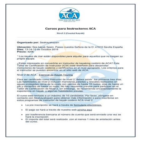 Curso para Instructores ACA . | PDF