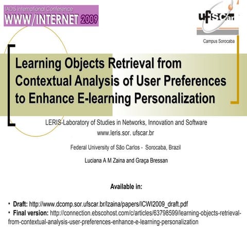 Learning objects retrieval from contextual analysis of user preferences to en...