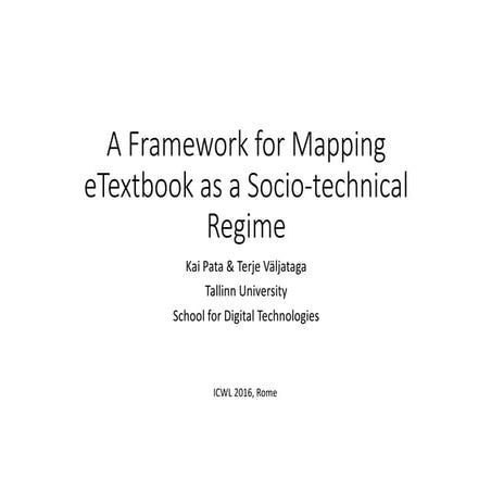 E-textbook socio-technical regime components