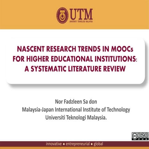 ICWOAL'S NASCENT RESEARCH TRENDS IN MOOC FOR HIGHER EDUCATIONAL INSTITUTIONS