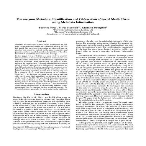 Identifying ghost users using social media metadata - University College London