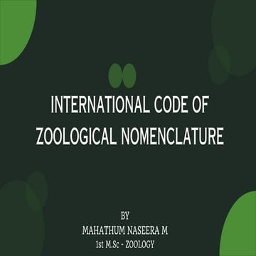 INTERNATIONAL CODE OF ZOOLOGICAL NOMENCLATURE 