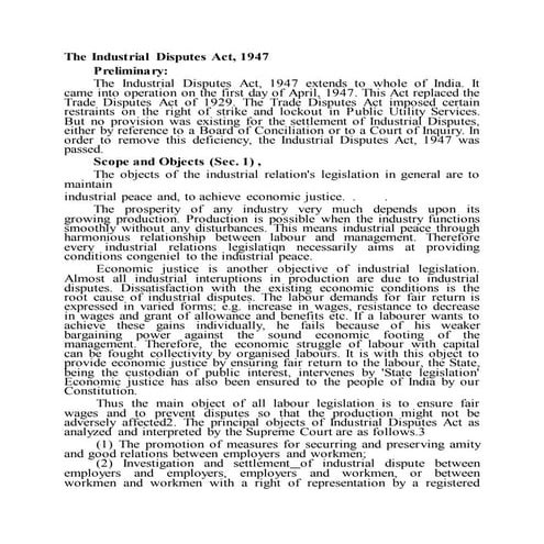 The Industrial Disputes Act, 1947