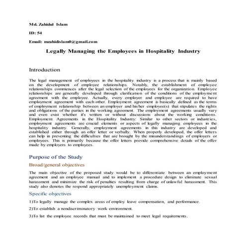 proposal on legaly managing employee