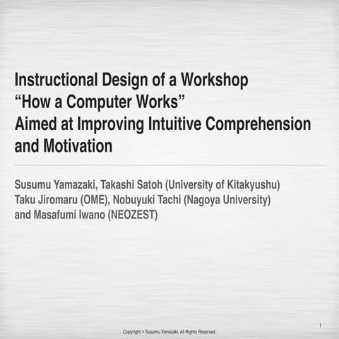 Instructional Design of a Workshop  “How a Computer Works”  Aimed at Improvin...