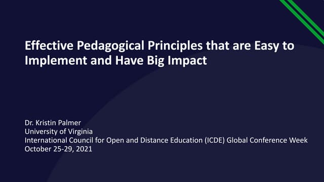 ICDE Effective Pedagogical Principles that are Easy to Implement and Have Big...