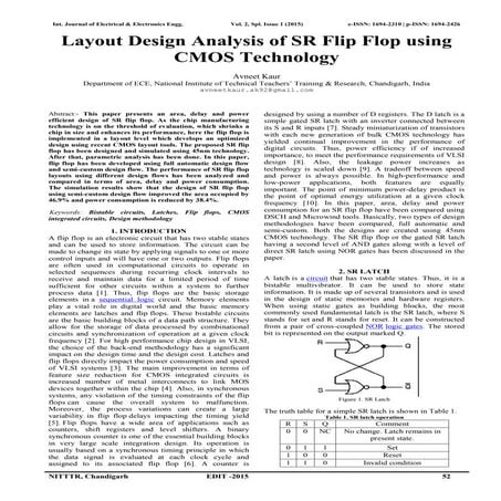 Layout Design Analysis of SR Flip Flop using CMOS Technology