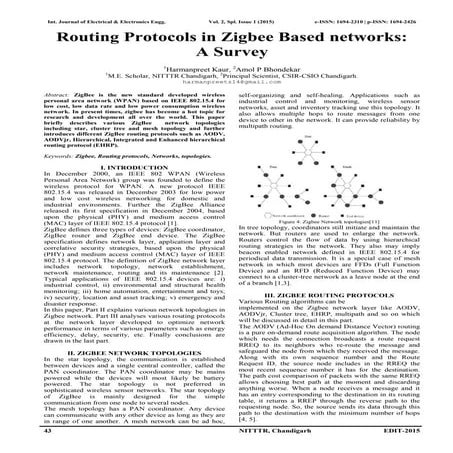Routing Protocols in Zigbee Based networks: A Survey