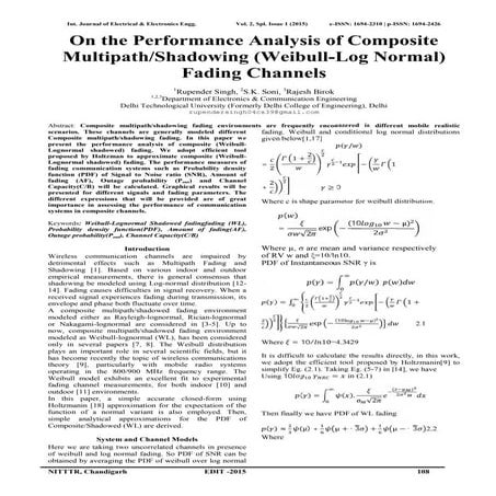 On the Performance Analysis of Composite Multipath/Shadowing (Weibull-Log Nor...