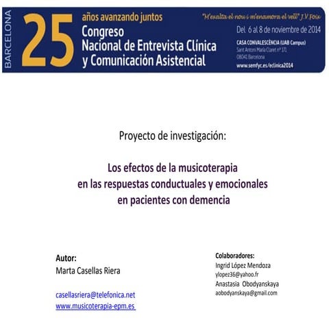 Efectos de la musicoterapia en las respuestas conductuales y emocionales en p...