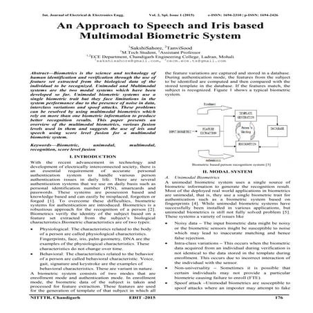 An Approach to Speech and Iris based Multimodal Biometric System
