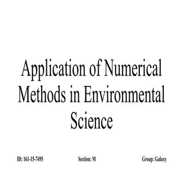 Application of Numerical Methods in Environmental Science