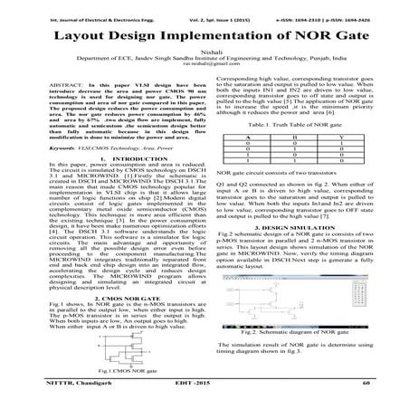 Layout Design Implementation of NOR Gate 