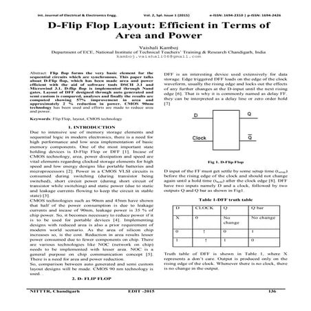 D-Flip Flop Layout: Efficient in Terms of  Area and Power 