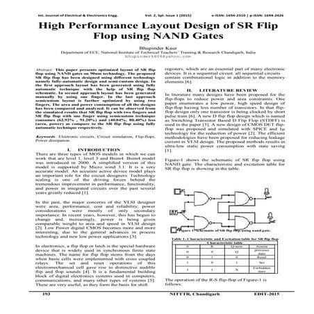 High Performance Layout Design of SR Flip Flop using NAND Gates 