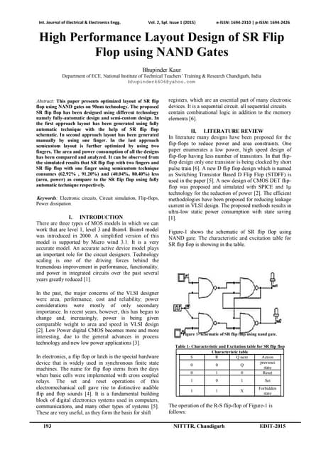 Implementation of D Flip Flop using CMOS Technology | PDF