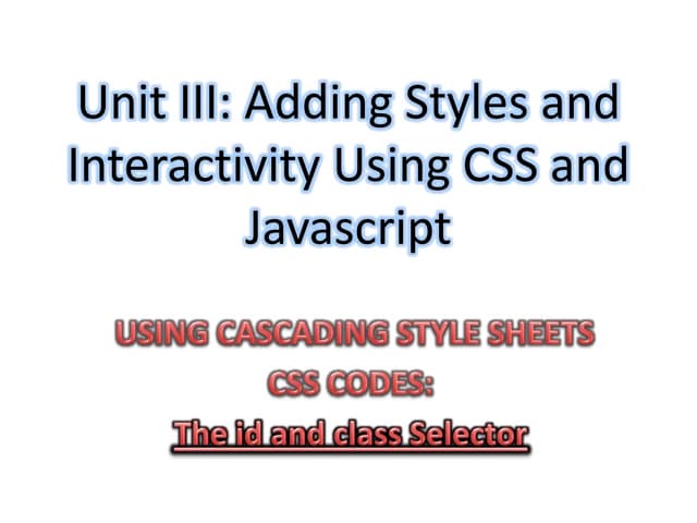 Id and class selector