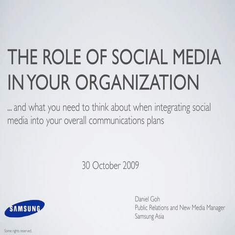 The Role Of Social Media In The Organization | PPTX