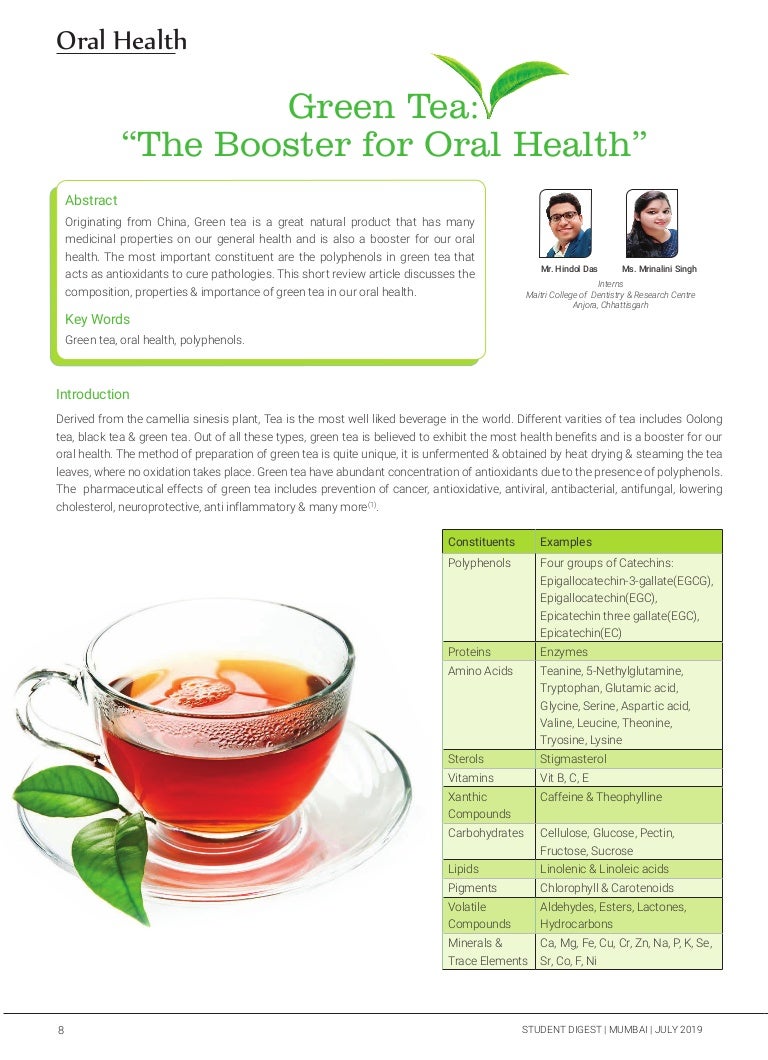 Green Tea "The Booster for Oral Health" IDA Student Digest