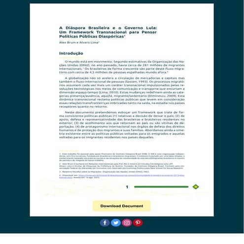 A Diaspora Brasileira e o  Governo Lula: Um Framework Transnacional para Pens...