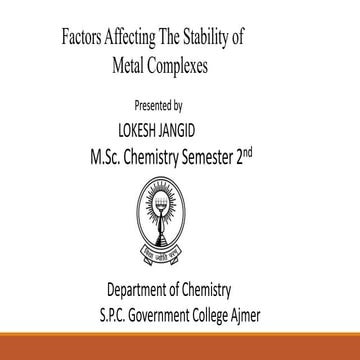 Factors affecting stability of metal complexes