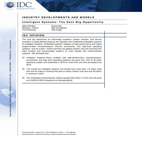 IDC : Intelligent systems - next big opportunity