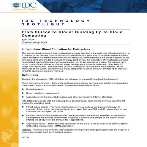 IDC Tech Spotlight: From Silicon To Cloud
