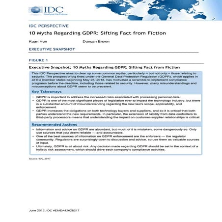 IDC on 10 myths regarding GDPR